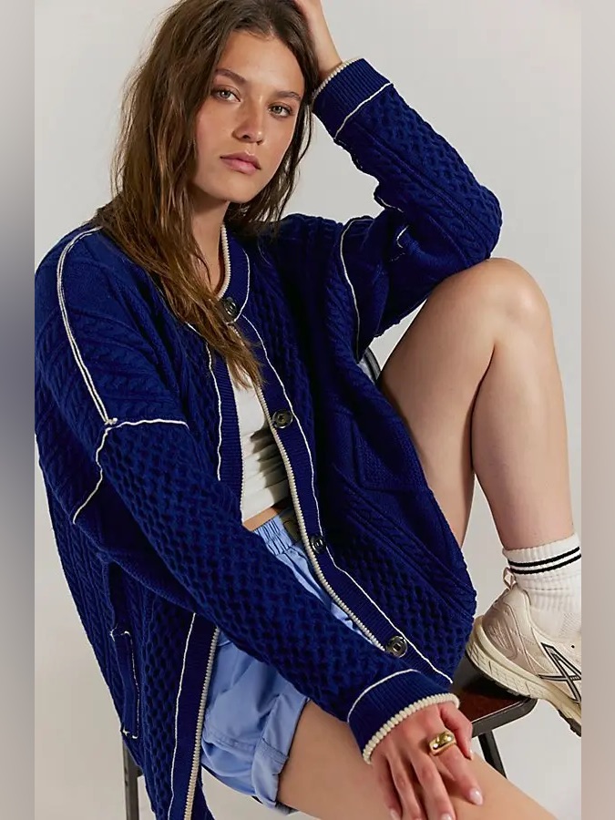 Nwt Free People Tennessee Cardigan Sweater Midnight Blue